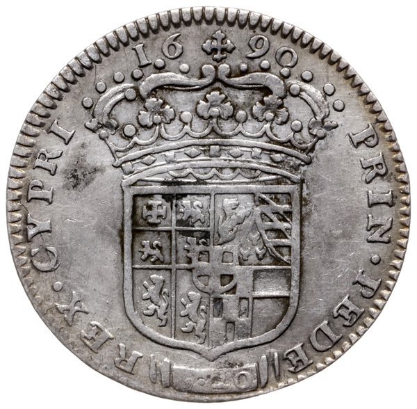 1 lira (20 soldi) 1690, Turyn; srebro 6.02 g, rz