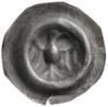 brakteat guziczkowy, przełom XIII-XIV w.; Orzeł heraldyczny bez korony z głową w prawo, w każdym s..