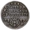 trojak 1557, Gdańsk; popiersie króla bez obwódki, odmiana z lilijkami pod datą; Iger G.57.3.b (R4)..