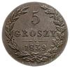 5 groszy 1839, Warszawa; ogon Orła z gęstymi piórami; Bitkin 1190, Plage 139; rzadszy rocznik, pię..