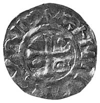 Henryk IV, denar, Aw: Kapliczka i poziomy napis CHI.+, w otoku napis CHCn CIVITAS, Rw: Krzyż, kulk..