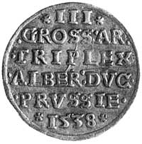 trojak 1538, Królewiec, Aw: Popiersie Albrechta 