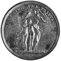 medal sygnowany V. ( Georg Wilhelm Vestner) wybity w 1725 r. dla uczczenia ślubu Marii Leszczyński..