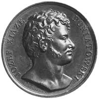 medal sygnowany CAUNOIS, wybity w Paryżu na pamiątkę śmierci księcia Józefa Poniatowskiego w 1813 ..