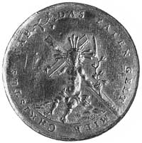 medal chrzcielny 3 dukatowy autorstwa J. Buchheima (XVII w.), Aw: Siedzący Jezus z krzyżem i gałąz..