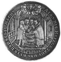 medal chrzcielny, sygnowany I K (Johann Kittel- koniec XVII w.), Aw: Ołtarz z otwartą Biblią, wokó..