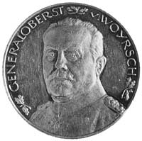 medal b.d., sygnowany LAUER, poświęcony generałowi-pułkownikowi von Woyrsch, Aw: Popiersie i napis..