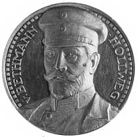 medal sygnowany Fr. EUE, wybity w 1914 r., poświęcony Hollwegowi von Bethmann, Aw: Popiersie ofice..