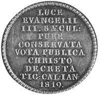medal sygnowany A. (Alberli), wybity w 1819 r. (Zürich), Aw: Popiersie Zwinglego i napis wokoło, R..