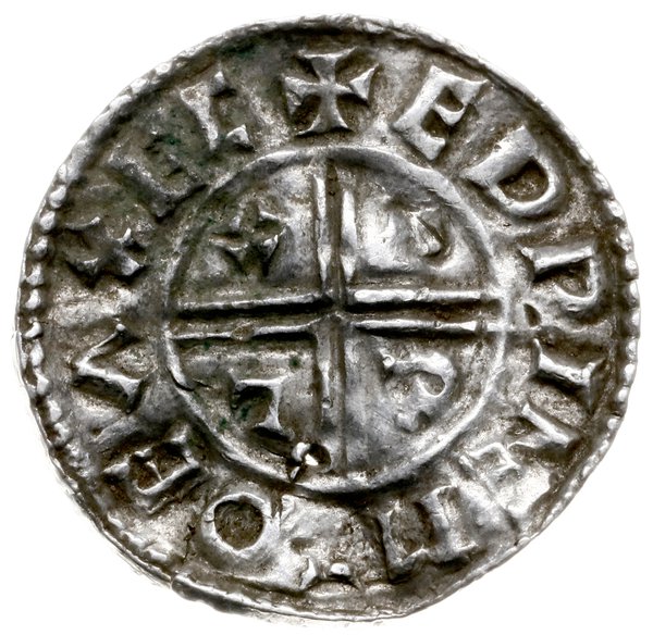 denar typu crux, 991-997, mennica Exeter, mincerz Eadwine