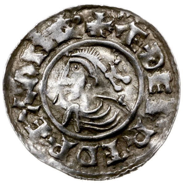 denar typu small cross, 1009-1017, mennica Exeter, mincerz Saewine