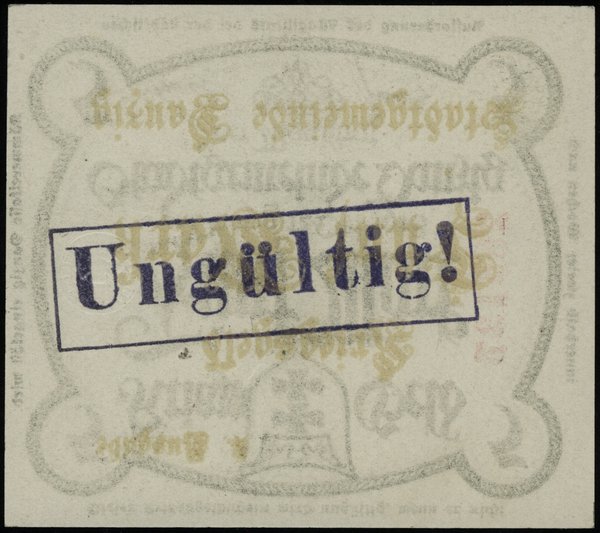5 marek 12.10.1918 (Kriegs-Geld), bez znaku wodnego, czerwona numeracja 289136, z pieczęcią  Ungültig na stronie odwrotnej