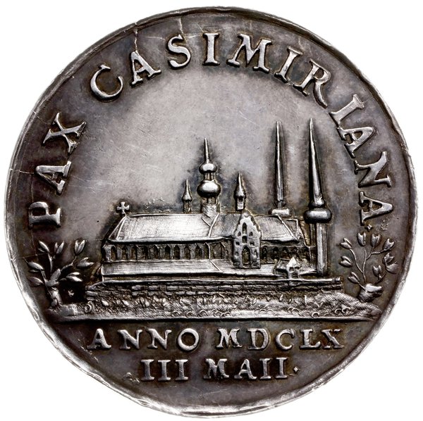 medal z 1660 r. autorstwa Jana Höhna młodszego wybity z okazji Pokoju w Oliwie