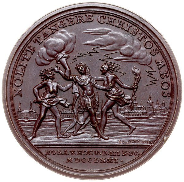 medal z 1771 r. autorstwa Oexleina wybity w Norymberdze dla upamiętnienia porwania króla i szczęśliwego  jego powrotu