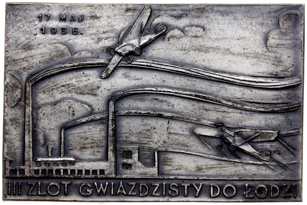 plakieta z zawodów aeroklubowych w Łodzi 17/05/1936