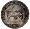 medal sygnowany H F Wermuth wybity w 1742 r. z okazji święta Orderu Orła Białego; Aw: Popiersie kr..