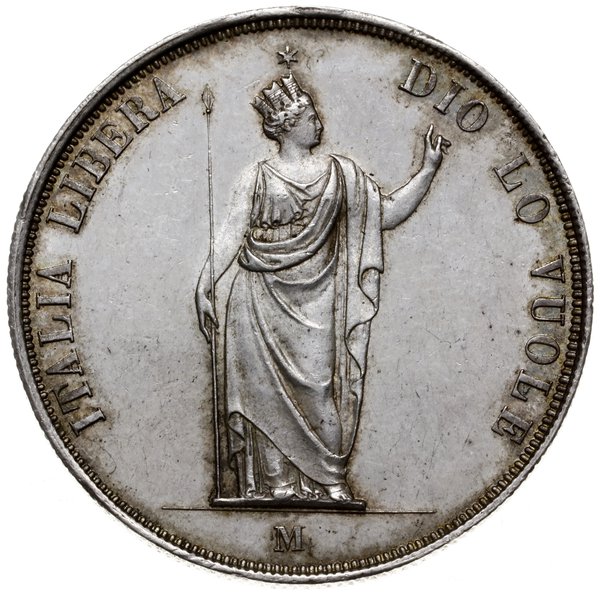 5 lirów (scudo) 1848 M, Mediolan; Dav. 6, Herine
