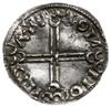 naśladownictwo denara typu long cross; Aw: Popiersie w lewo, wokoło imitacja napisu; Rw: Długi dwu..