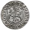 trojak 1562, Wilno; moneta mniejszej średnicy z monogramem zamiast popiersia, z herbem Topór na aw..