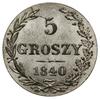 5 groszy 1840, Warszawa; bez interpunkcji na rew