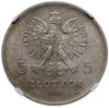 5 złotych 1930, Warszawa; sztandar - 100-lecie Powstania Listopadowego; Parchimowicz 115b;  moneta..