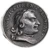 medal z 1709 r. wybity z okazji powrotu króla Augusta na tron; Aw: Głowa króla w prawo bez nakryci..