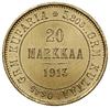 20 marek 1913 S, Helsinki; Bitkin 391, Fr. 3, Kazakov 455;  złoto 6.46 g; wyśmienity stan zachowania