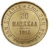 20 marek 1913 S, Helsinki; Bitkin 391, Fr. 3, Kazakov 455; złoto 6.46 g; na rewersie uderzenia na ..