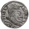 trojak 1596, Wilno; większa głowa króla, data 15 - 96 rozdzielona nominałem III, odmiana z herbem ..