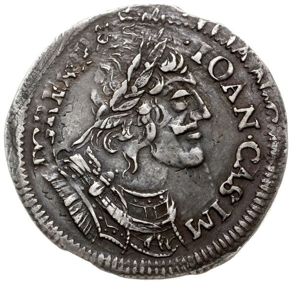 ort 1651, Wschowa; popiersie króla w wieńcu laur