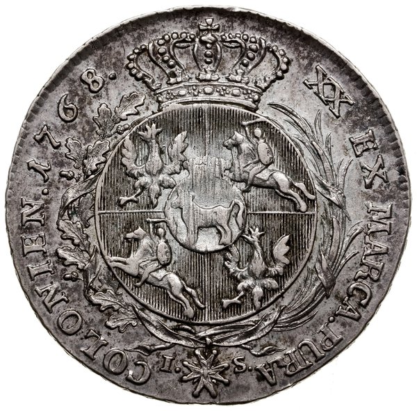 Półtalar, 1768 IS, Warszawa; Aw: Głowa króla z p