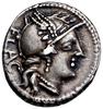 Denar, 77 pne, Rzym; Aw: Głowa Romy w hełmie w p