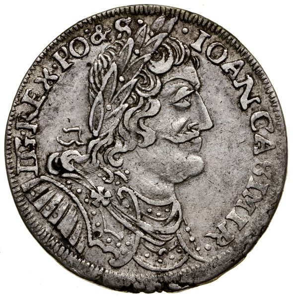 Ort, 1655, Wschowa; popiersie króla w wieńcu lau