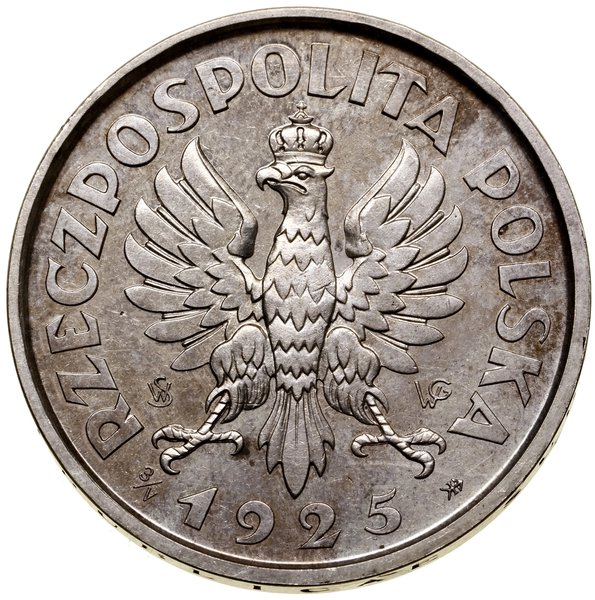 5 złotych, 1925, Warszawa; Konstytucja; Aw: Orze