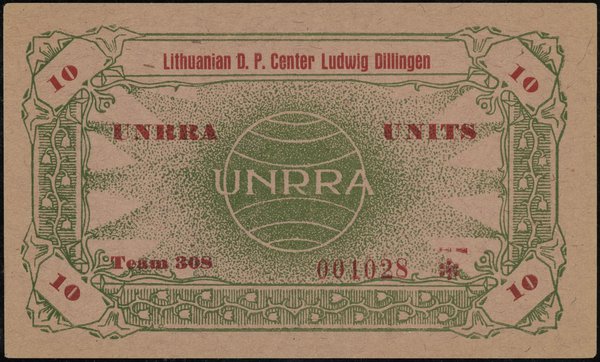 Bon wartości 10 units, bez daty (1946); numeracj