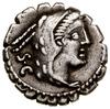 Denar seratus, 80 pne, Rzym; Aw: Głowa Juno w prawo, za nią litery S C; Rw: Juno w bidze w prawo, ..