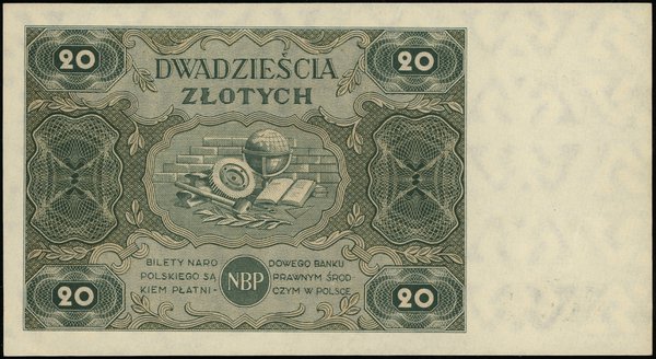 20 złotych, 15.07.1947; seria D, numeracja 10657