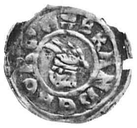 Albrecht III 1269-1300, denar, Aw: Margrabia na tle czterech wież, Rw: Hełm, w otoku napis: BRANDEN-BORGE, Bahr.234, 0,53 g.