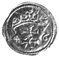 denar 1546, Gdańsk, Aw: Orzeł, Rw: Herb Gdańska,