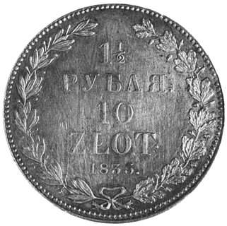 1 1/2 rubla=10 złotych 1835, Petersburg, j.w., Plage 323, Dav.284