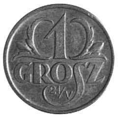 1 grosz 1925, jak moneta obiegowa, na rewersie d