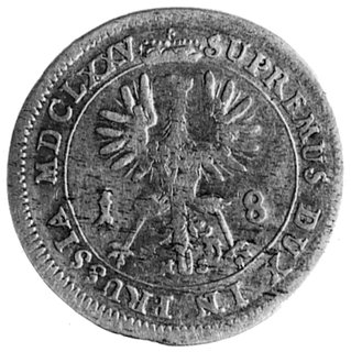 ort 1675, Królewiec, Aw: Popiersie , w otoku napis, Rw: Orzeł Pruski, w otoku napis i data rzymska, Schr.1632