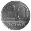 20 złotych 1989, Warszawa, jak moneta obiegowa, mosiądz 4,96 g.; unikat nie notowany w literaturze