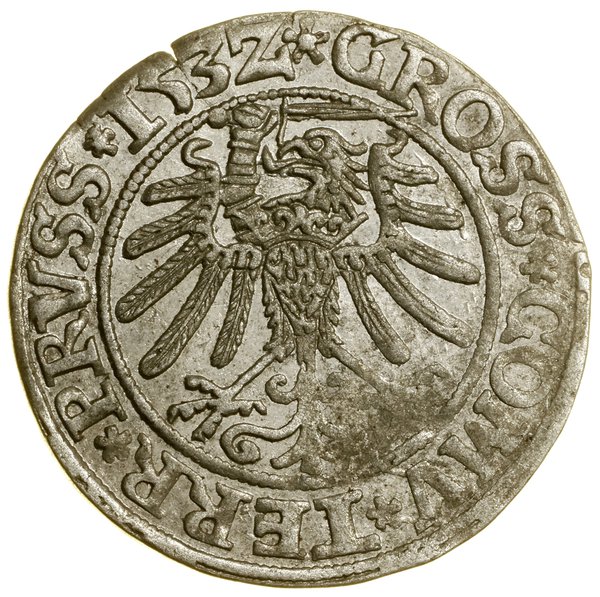 Grosz, 1532, Toruń; końcówki legend PRVSS / PRVS