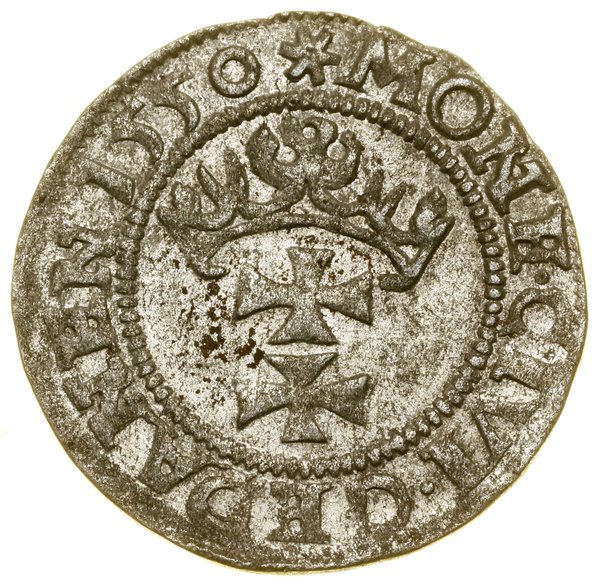 Szeląg, 1550, Gdańsk; w legendzie awersu M D LI;