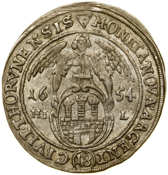 Ort, 1654, Toruń; u góry rewersu trójkąt, po bok