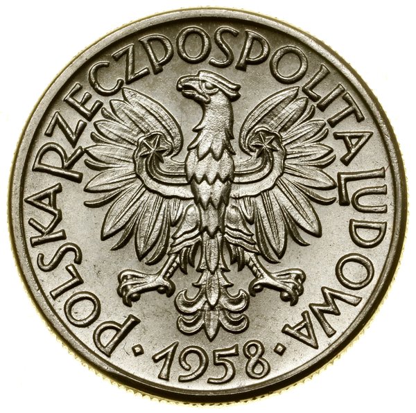 50 groszy, 1958, Warszawa; Wstęga, na rewersie w