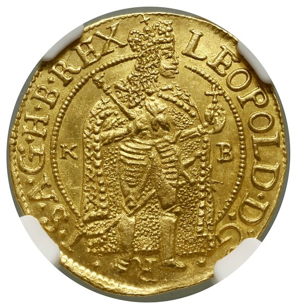 Dukat, 1688 KB, Kremnica; Aw: Postać króla stoją