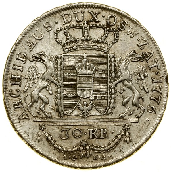 30 krajcarów (dwuzłotówka), 1776 IC FA, Wiedeń