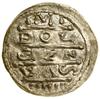 Denar, (1157–1166); Aw: Cesarz Fryderyk Barbarossa siedzący na tronie, trzymający w prawej ręce ja..